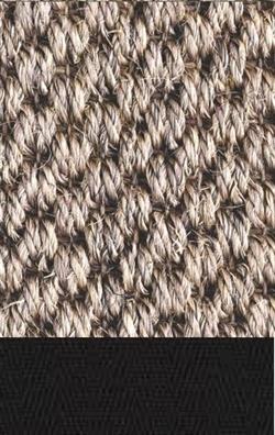 Sisal belize 034 oyster grey tæppe med kantbånd i sort